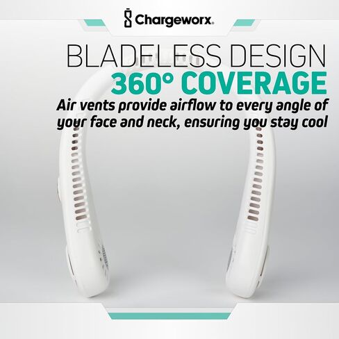 Portable Neck Fan Rechargeable USB, 5 Adjustable Modes, 4000 mAh Battery, 4-6 Hour Battery, Bladeless Fan Design, LCD Screen, Super Quiet Fan, 360° Coverage (White) in Saudi Arabia