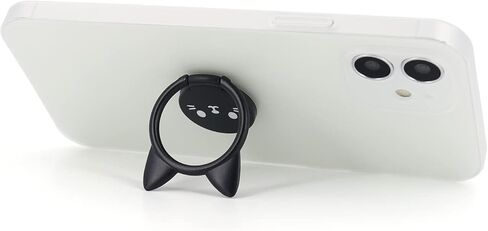 حامل حلقي للهاتف الخلوي من Cat، قبضة إصبع معدنية رفيعة للغاية تدور 360 درجة وحامل هاتف عالمي قابل للطي 180 درجة لحامل السيارة المغناطيسي متوافق مع جميع الهواتف الذكية (أسود لطيف) in Kuwait