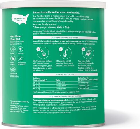 Baby's Only Goat Milk Toddler Drink, Toddler Drink, Goats Milk Powder, Non GMO with DHA, Iron, Vitamin D, Naturally Occurring Prebiotics, ARA, Toddlers 12 Months Old and Up, Easy to Digest Goat Milk, 12.7 oz, 1 Pack in Saudi Arabia