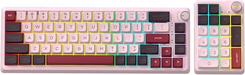 K68 Pro Gaming Keyboard, Layout Compact Wireless Mechanical Keyboard, Gasket Hot Swappable Custom BT 5.0/2.4G/USB-C Office Keyboard for Windows Mac (Purple-White, Eternity Tactile Switch) in Saudi Arabia