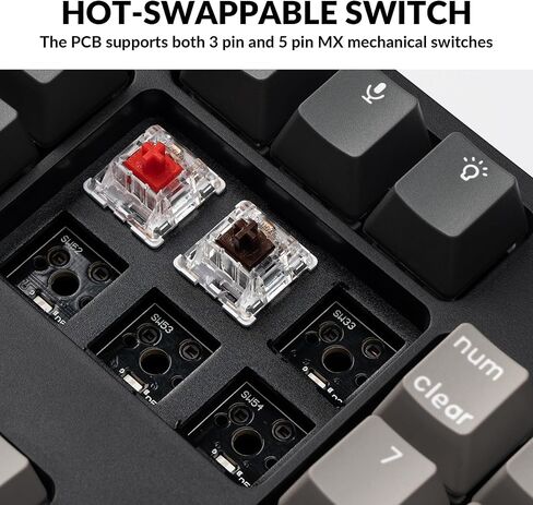 لوحة مفاتيح ميكانيكية مخصصة Keychron C2 Pro QMK/VIA، 108 مفاتيح قابلة للبرمجة والتبديل السريع، مفتاح بني بإضاءة خلفية RGB كاملة الحجم، أغطية مفاتيح PBT مزدوجة اللقطة، لوحة مفاتيح سلكية للألعاب لنظام التشغيل Mac Windows Linux in Kuwait