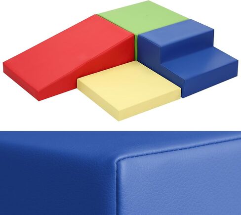 4-Piece Gray PU Leather Baby Foam Climbing Blocks for Toddlers - Soft Play Climbing Toys for Toddlers - Foam Climbing Set for Crawling and Sliding Indoor in Saudi Arabia