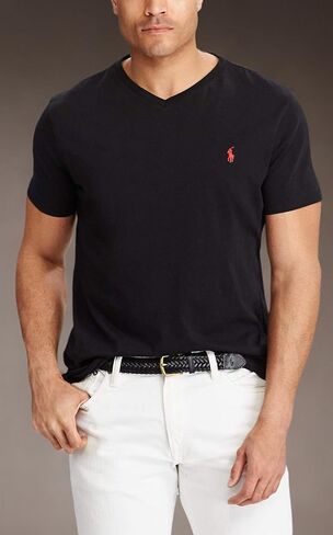 تي شيرت رجالي من POLO RALPH LAUREN برقبة على شكل حرف V كلاسيكي مناسب in Kuwait