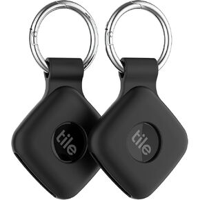 Silicone Case Compatible with Tile Mate 2024, 2 Pack Soft Scratch Resistant Cover with Carabiner Accessories, Secure tag Holder for Bag, Black+Black