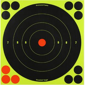 Birchwood Casey Shoot-N-C 8" Bull's-Eye Reactive Targets - Highly Visible Instant Feedback Self-Adhesive Shooting Targets with Repair Pasters