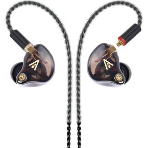 Vibes 201 Wired Earbuds in Ear Headphones, Noise Cancelling Bass Driven HiFi Earphones, Tangle-Free Braided Cord, Carry Case, Ear Buds Tips, 3.5mm Jack, Secure Fit (Clear Brown, No Mic)