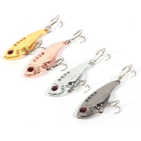 Fishing Lures, Metal VIB Fishing Jigs Lures, Freshwater Saltwater Fishing Tackle Topwater Baits Lures and Baits, 55mm Crank Bait Fishing Blade with Treble Hooks, 4PCS