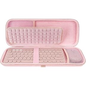 Keyboard Hard Travel Case, Keyboard + Mouse Combo Case. Compatible with Logitech K380/k380s Keyboard +M350/M350s Mouse and Pebble Keys 2 Combo, Pebble Keys 2 K380s (Pink)