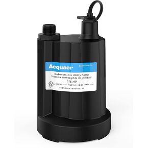 Acquaer 1/6 HP Automatic Submersible Water Pump, 115V Sump Pump with 3/4" Garden Hose Check Valve Adapter,1850 GPH High Flow Water Removal for Swimming Pool Cover Hot Tubs Flooded House Basement