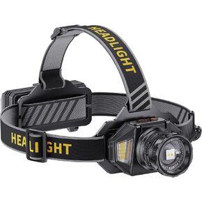 LED Headlamp Rechargeable，990000 Lumens Head Lamp with 12 Modes & 60H Long Battery Life & Motion Sensor & IPX7 Waterproof,90° Adjustable Headlamps for Outdoor Camping,Cycling,Hiking