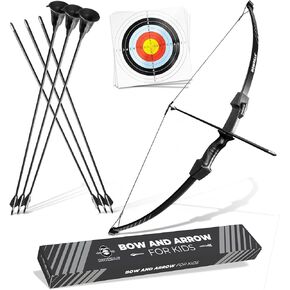BOWRILLA® Bow and Arrow for Kids | Beginners Archery Set with 6 Arrows, Ideal for Kids & Teens 8 to 15 Years | 3-Piece Take-Down Recurve Youth Bow and Arrow Set, Perfect for Left & Right Handers