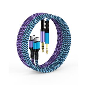 Samsung USB C Aux Cord, Braided Auxiliary to USB C, Type C to 3.5mm Male Headphone Jack Cable for Car/Home Stereo Speaker for Galaxy Z Fold S24 S23 Ultra S22 Fe S21 S20, Note 20/10, Pixel, iPhone,iPad