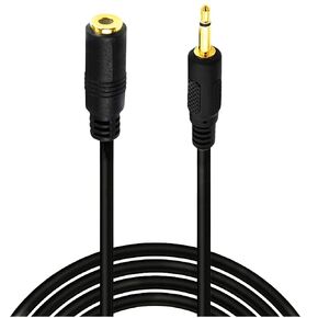 1/8" 3.5mm Mono TS Mini Audio Plug Jack Connector Male to Female Cable Wire 3.5mm Mono Extension IR Infrared Sensor Receiver Extender 6FT/1.8m Black