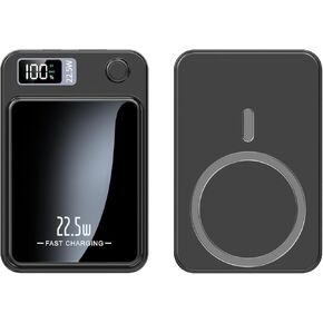 for Magsafe Portable Charger Magnetic Wireless Power Bank 10000mAh 22.5W fast charging USB 3.0 Type C PD4 External Battery Pack Compatible with iPhone 16/15/14/13 Pro Android Samsung S24 (Black 2025)