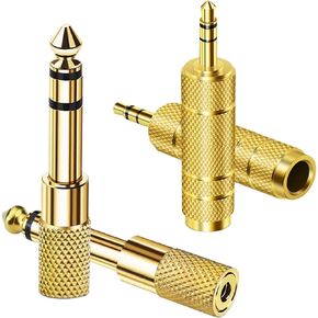 6.35mm 1/4'' to 3.5mm 1/8'' TRS Stereo Headphone Adapter 4 Pack, Stereo Audio Jack Adapter (6.35mm Male to 3.5mm Female 2X, 3.5mm Male to 6.35mm Female 2X) for Aux Cable Amplifier Headphone