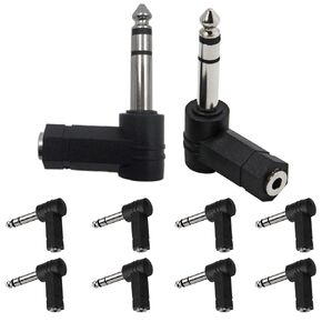 Right Angle 1/4 Inch TRS to 3.5mm Adapter, 90 Degree 6.35mm Male to 3.5mm Female Stereo Headphone Audio Adaptor Converter Extension Connector (10 Pack)