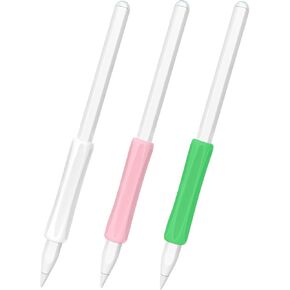 Minilabo Apple Pencil Grip, 3 Pack Apple Pencil Pro Grip, Compatible with Apple Pencil 1st Generation / 2nd Generation, USB-C Models (White, Pink, Green)