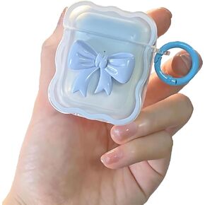 Compatible with AirPods Pro 2 Case Cute Clear, Shockproof Soft TPU Protective Case Cover for Girls Women with Keychain Designed for AirPod Pro 2nd Generation 2022, Pink 3D Bow