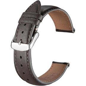 Genuine Leather Watch Band,French Swift Fine Grain Cowhide,Quick Release,Black and Dark Brown,Same Color Thread,18mm 19mm 20mm 21mm 22mm 24mm