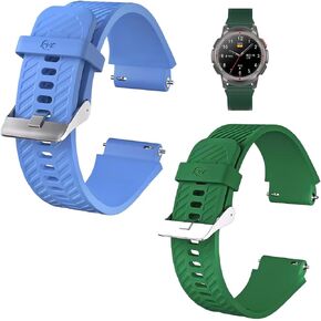 2Packs 22mm Silicone Watch Bands, Replacement watch Strap Compatible with Samsung Galaxy Watch 46mm Bands Rubber Watch Straps - Green Strap Blue Strap , Watch Straps for men(2packs: Green and Blue Strap)