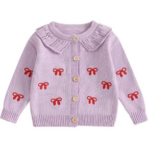 Baby Girl Boy Button Down Hooded Cardigan Winter Warm Sweater Long Sleeve Jumpers Coats Knitted Hoodies Clothes