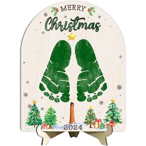 Baby's First Christmas DIY Footprint Sign, Merry Christmas Baby Craft, Baby's First Christmas Handprint Sign, Baby First Holiday Milestone Signs, Baby Christmas Craft, Christmas Keepsake For New Baby