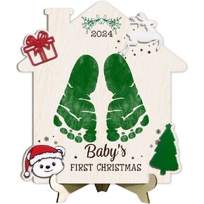 Baby's First Christmas DIY Footprint Sign, Merry Christmas Baby Craft, Baby's First Christmas Handprint Sign, Baby First Holiday Milestone Signs, Baby Christmas Craft, Christmas Keepsake For New Baby