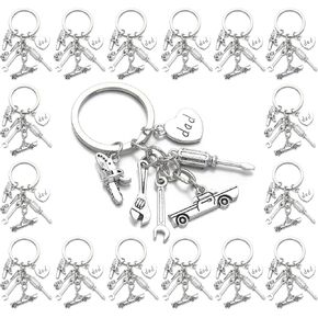 PHAETON 20PCS Dad's Keychain with Wrench Charm Hammer Charm Screwdriver Charm and Pliers Charms Dad Keychain Car Repairing Tools Keychain for Men Father's Day Gift Birthday Gift Car Enthusiasts