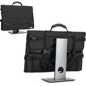 CURMIO 24 Inch Monitor Carrying Case, Universal 24" Computer Monitor Bag with Rubber Handle and Pockets, Black (Patented Pending)
