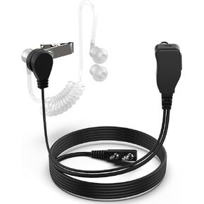 Walkie Talkie Earpiece with Mic, 2 Pin Air Acoustic Tube Surveillance Headset, Two Way Radio Earpiece with PTT/VOX, Security Earpiece Compatible with Baofeng, Kenwood, Retevis, 2 Pack