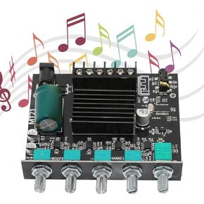 Estink Power Amplifier Board Kit, ZKMT21 BT Amplifier Board High Power Sound Stereo 2.1 Channels DC12‑24V Digital Power Amplifier Board Replacement for 15‑100W 4‑8Ω Speakers