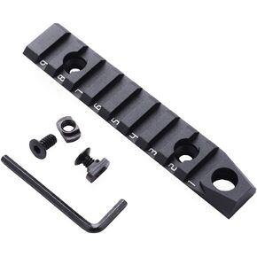 TuFok 9-Slot Alumimun Picatinny Rail for Mlock - Thin 0.37in Height Rail Section Adapter Mount with Socket for 3/8" QD Sling Mount Attachment