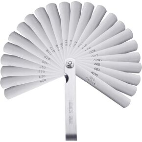 Stainless Steel Feeler Gauge Dual Marked Metric and Imperial Measuring Tool (0.005/0.127-0.02/0.508 mm, 16 Blades)
