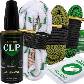Bore Cleaner Gun Cleaning Kit for 12Ga / 5.56 / 9mm Gun Cleaning Snake,CLP Oil Needle,Gun Cleaning Supplies with Gun Cleaning Patches, 6-inch Gun Cleaning Swabs, Gun Brushes, Cleaning Picks