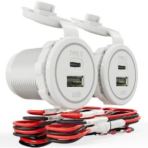 RV USB C Socket Input 12V/24V Fast CHERGER Waterproof with Cap Type C USB Car Charger Socket for Car, Boat, Golf Cart, Bus, RV, Golf, Automotive Marine ATV Truck in Kuwait