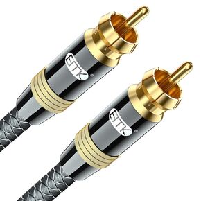 EMK Subwoofer Cable Digital Coaxial Cable Dual Shielded with Gold Plated RCA to RCA Connectors SPDIF Cable (RCA Coaxial Male to Male, Brown, 6 Feet/2M)