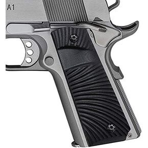 Cool Hand 1911 G10 Grips Full Size for Kimber, Colt, Rock Island, Springfield, Taurus Pistol, Black Screws Included, Big Scoop, Ambi Safety Cut, Sunburst Texture