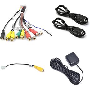 Car Stereo Radio RCA USB CAM in Cable GPS Antenna Wire Harness Kit for 9'' or 10'' Aftermarket Android Headunit with 16pin Power Socket 20pin RCA Port