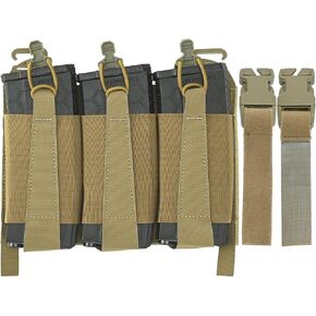Triple Mag Pouch Front Placard,Tactifans Elastic 5.56 7.62 Rifle Magazine Pouch G Hook & 2 Webbing Buckle Kit for Tactical Vest
