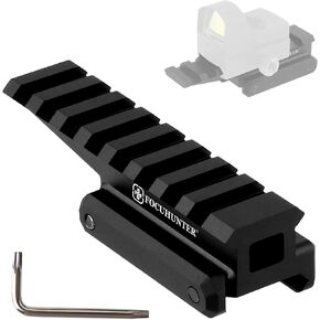 FOCUHUNTER Picatinny Rail Fast Riser with 8 Slots, Offset Picatinny Riser Mount, Optics Riser Mount with Recoil Stop Base, 3.5 inch Red Dot Riser Mount for Sight, Scope, Any Picatinny Accessories