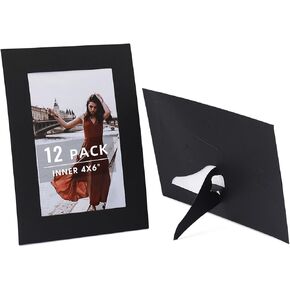 12 Pack Black Paper Picture Frames for 5x7, Acid Free Picture Cardboard Frames with Ivory Core Bevel Cut, Classroom Crafts, Home Decoration