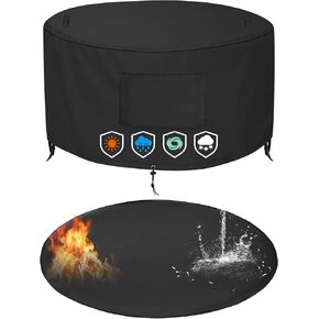 36" Fire Pit Cover and Mat Set fit for Solo Stove Bonfire and Most 30-36 Inches Fire Pits, Waterproof 600D Round Cover and Fireproof Round Mat, Weather Resistant and Waterproof, Black