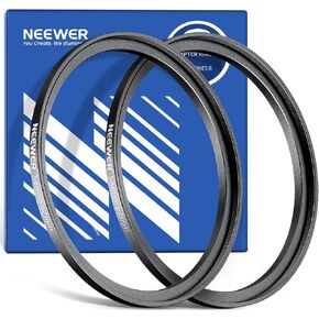 NEEWER 58-67mm Step Up Ring Adapter (2 Pack) with Cleaning Cloth, Ultra Slim Aluminum Alloy Lens Filter Adapter Ring for 58mm Camera Lens to Use 67mm Filter