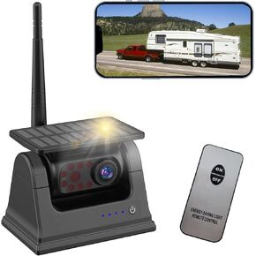 B-Qtech Magnetic Solar Wireless Backup Camera Rechargeable Reverse Camera Hitching for Gooseneck, Horse Trailer, Boat, 5th, Small RV, Camper, Easy to Use for iPhone Android