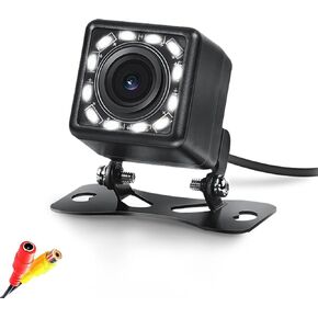 NHOPEEW Car Rear View Camera Waterproof 12 LED Backup Camera 170° Wide Angle Night Visions Reverse Camera for Universal Cars, SUV, Trucks, RV and More