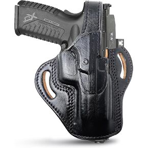 OWB Thumb Break Leather Gun Holster. Fits for .40 / .45 Sig P320 Leather Holster/Springfield XDM (5.5") and Most 9mm. Leather Holsters for Pistols by Tagua Gun Leather.