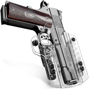 OWB&IWB Convertible 1911 Holster Clear, Fit 5-Inch Colt 1911/Springfield 1911 5''/Rock Island 1911 5''/Taurus 1911 5''/Kimber 1911 5''/Sig 1911, Adj. Ride Height, Adj. Retention, Fit Most 5'' 1911