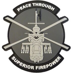 AH-64 Apache Helicopter PVC Patch [Black Grey White] Compatible with Velcro Patches for Backpacks,Hat Patches,PVC Patches,Patches for Caps,Plate Carrier Patches,Molle Patches,Patches for Hats