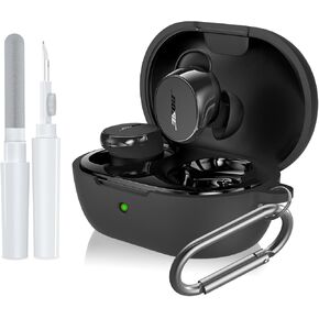 for Bose New QuietComfort Earbuds Case Cover, Soft Silicone Case for Bose New QuietComfort Earbuds 2024, Shockproof Protective Skin Cover with Cleaner Kit & Carabiner (Black)