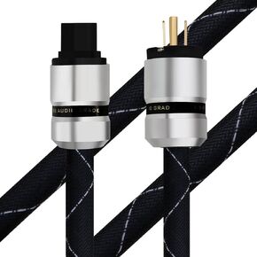 Monosaudio 12AWG Audiophile Power Cable Pure Copper Audio Power Cable 125V 15A HiFi Power Cord Gold Plated Plugs Braided Sleeves Power Line for Speaker,Sub,Turntable,Amp,DAC(1.5M/4.9Ft)